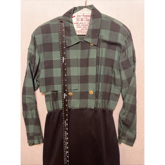 Vintage 80’s Dress R. J. Stevens By Carol Escritor Black Green Size 8 - Picture 2 of 10